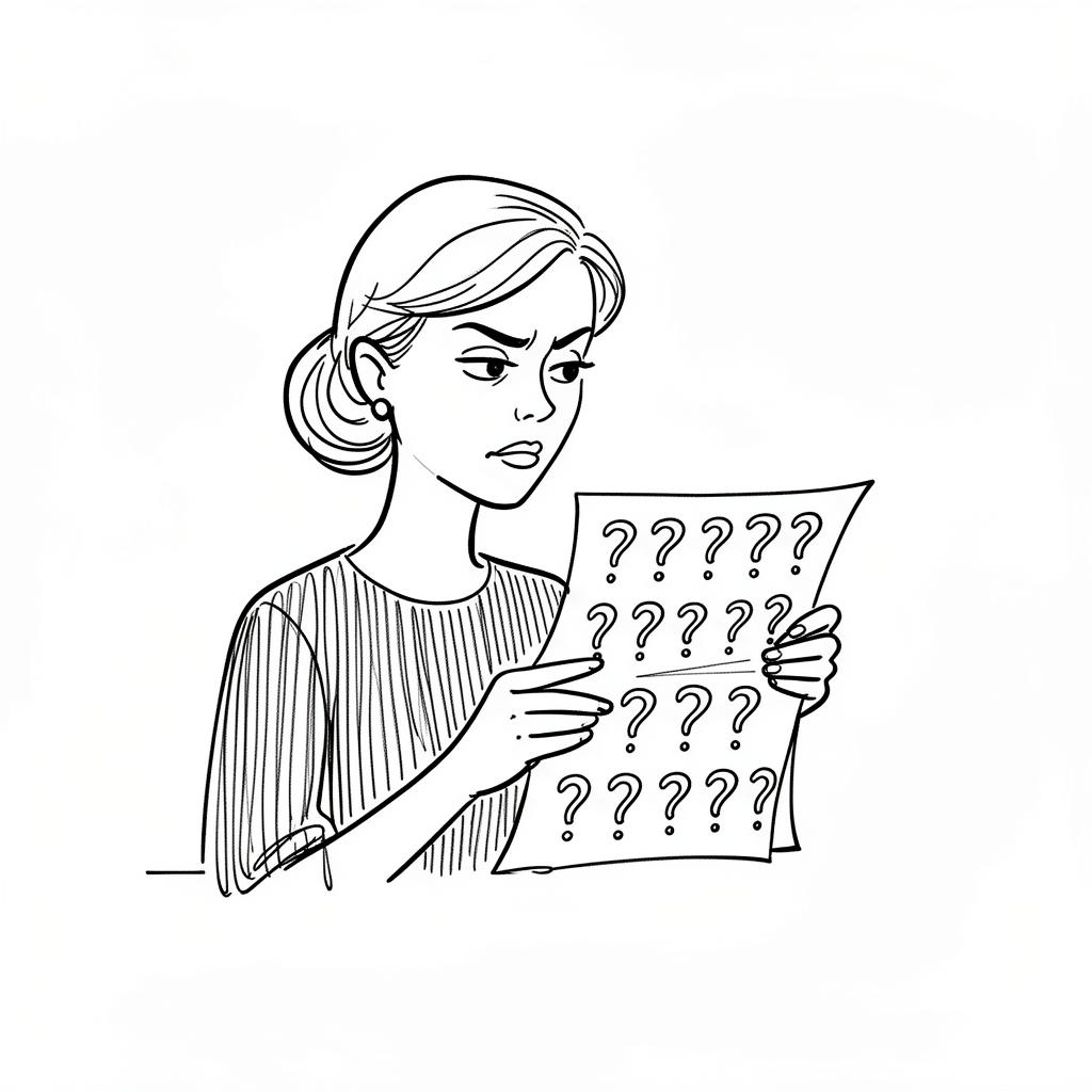 Person confused by a financial report
